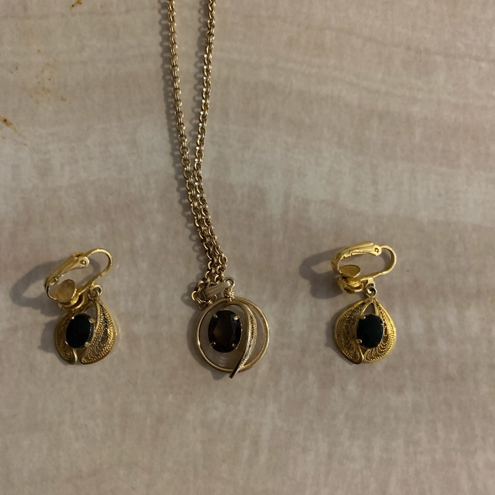 Gold plated necklace and earrings set